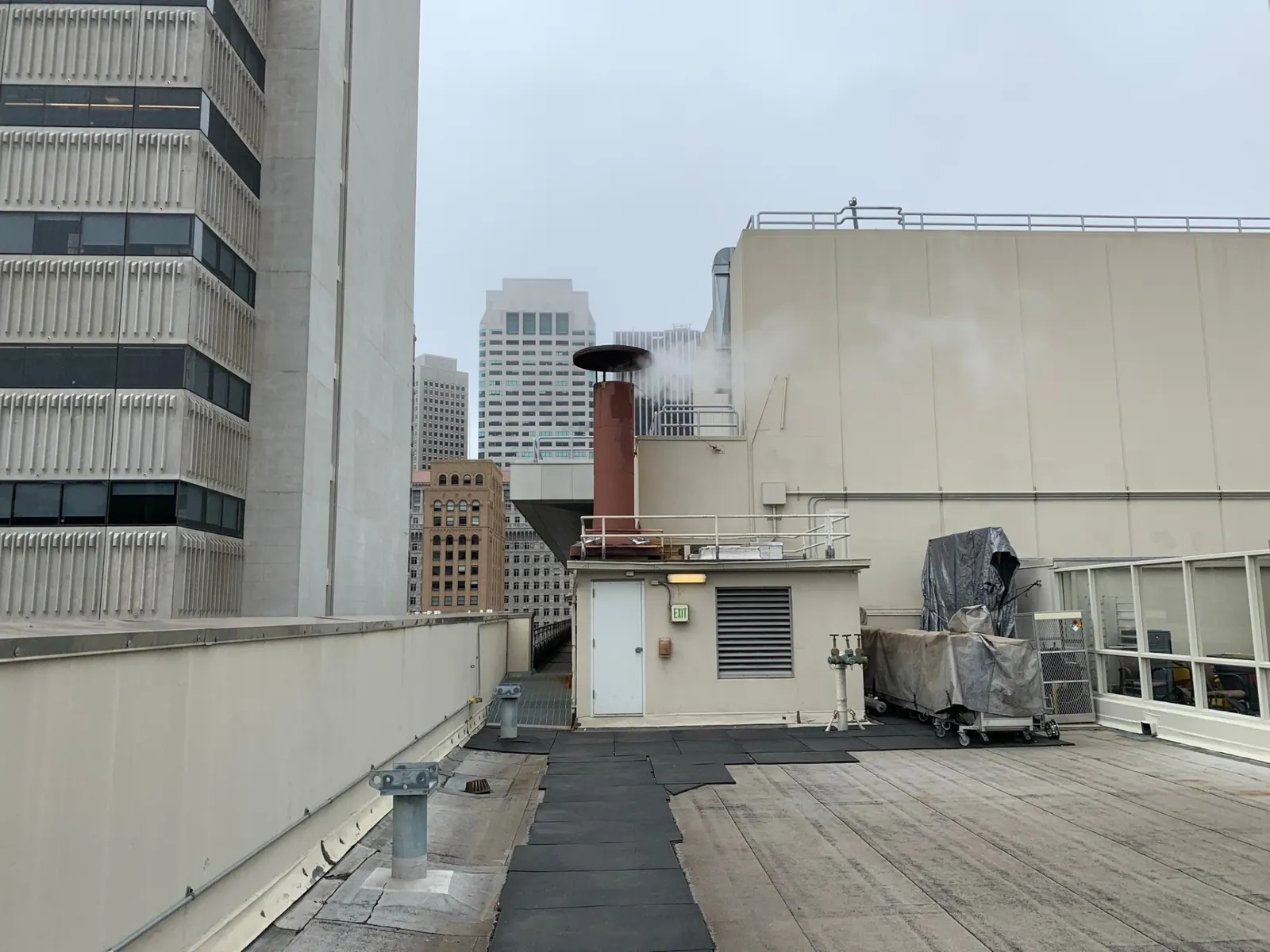 Existing rooftop condition before the liner upgrade.