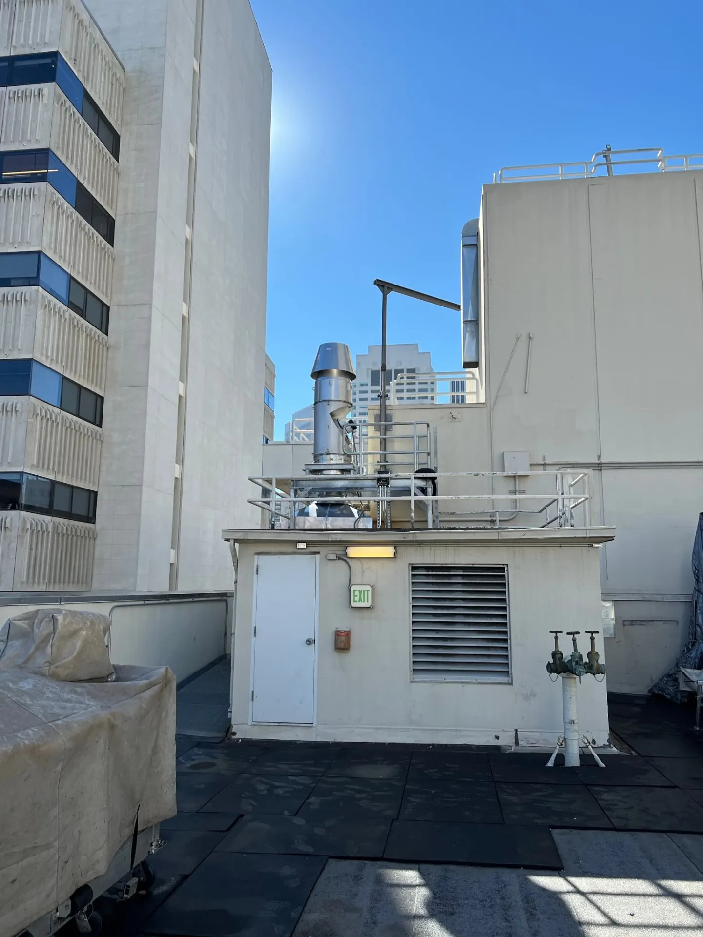 Completed stainless liner termination, rigidly anchored and braced.