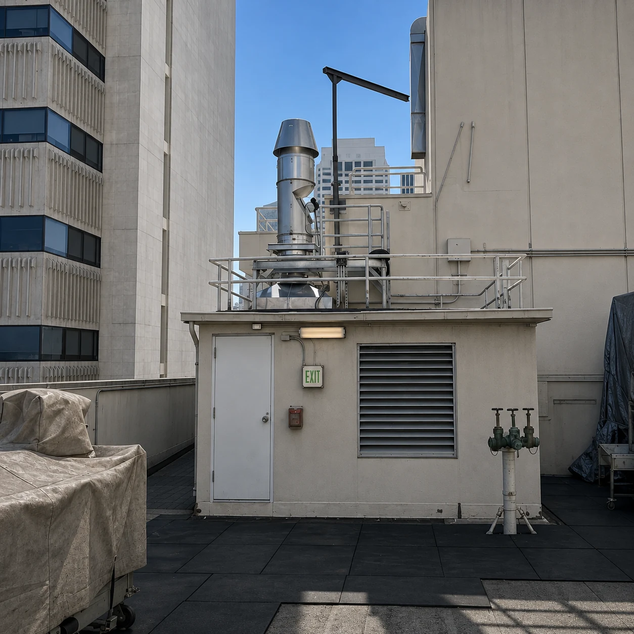 Completed stainless liner termination, rigidly anchored and braced.