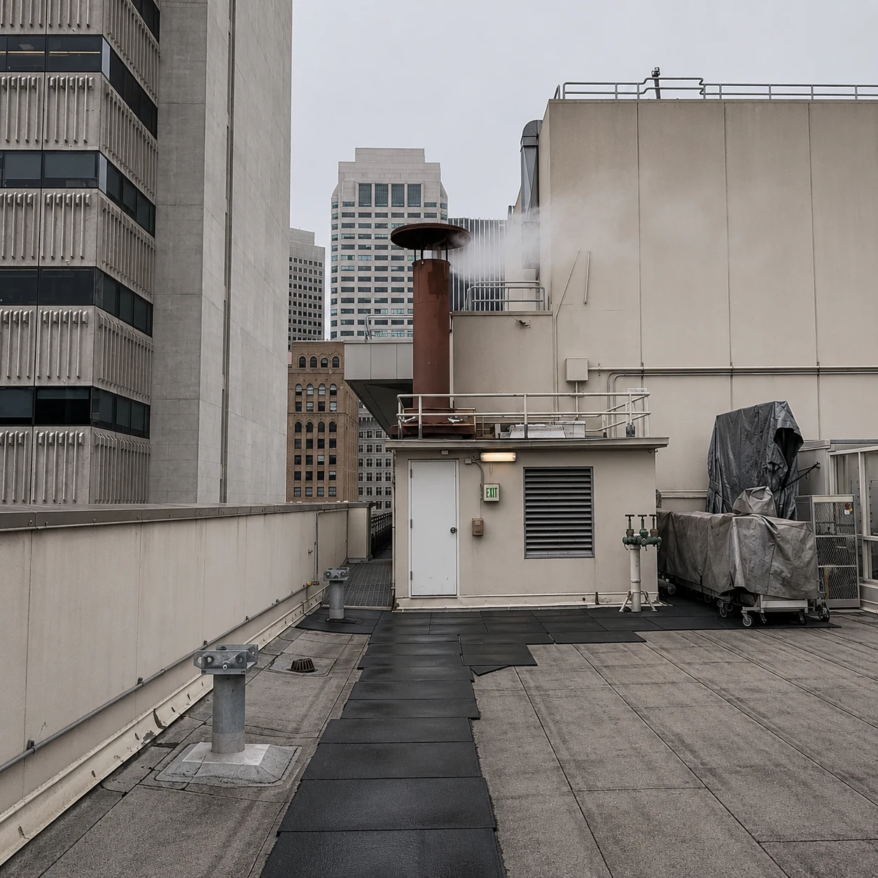 Existing rooftop condition before the liner upgrade.